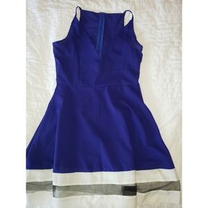 Blue 'n White Mesh Bottom Mini Dress